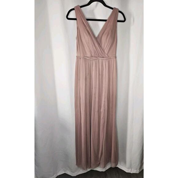 Azazie Womens Tanicia Bridesmaids Dress Pink Pleated Sleeveless Slit Zip Size A6 - Picture 2 of 7